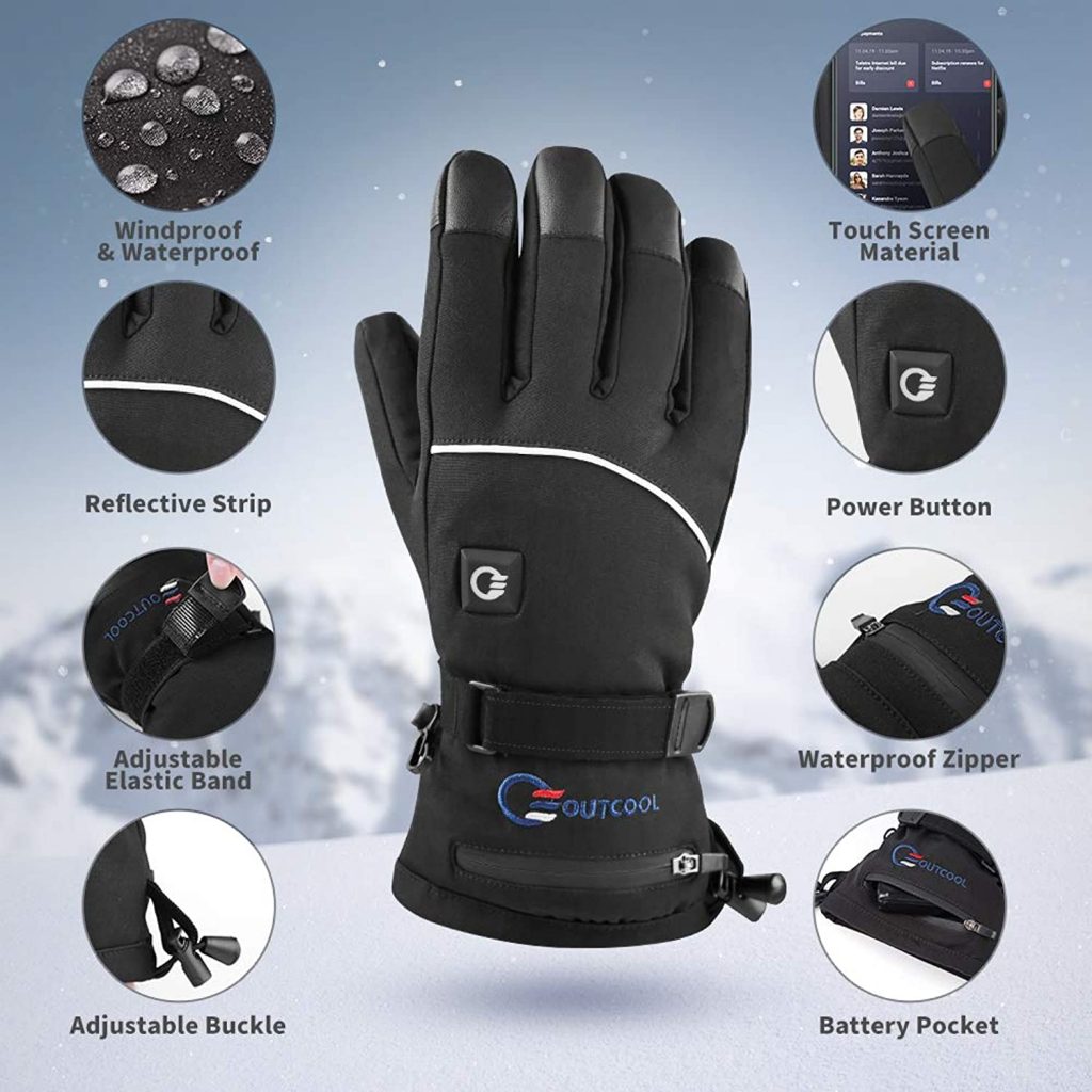 OUTCOOL Heated Gloves for Men Women Touchscreen Electric Heated Ski