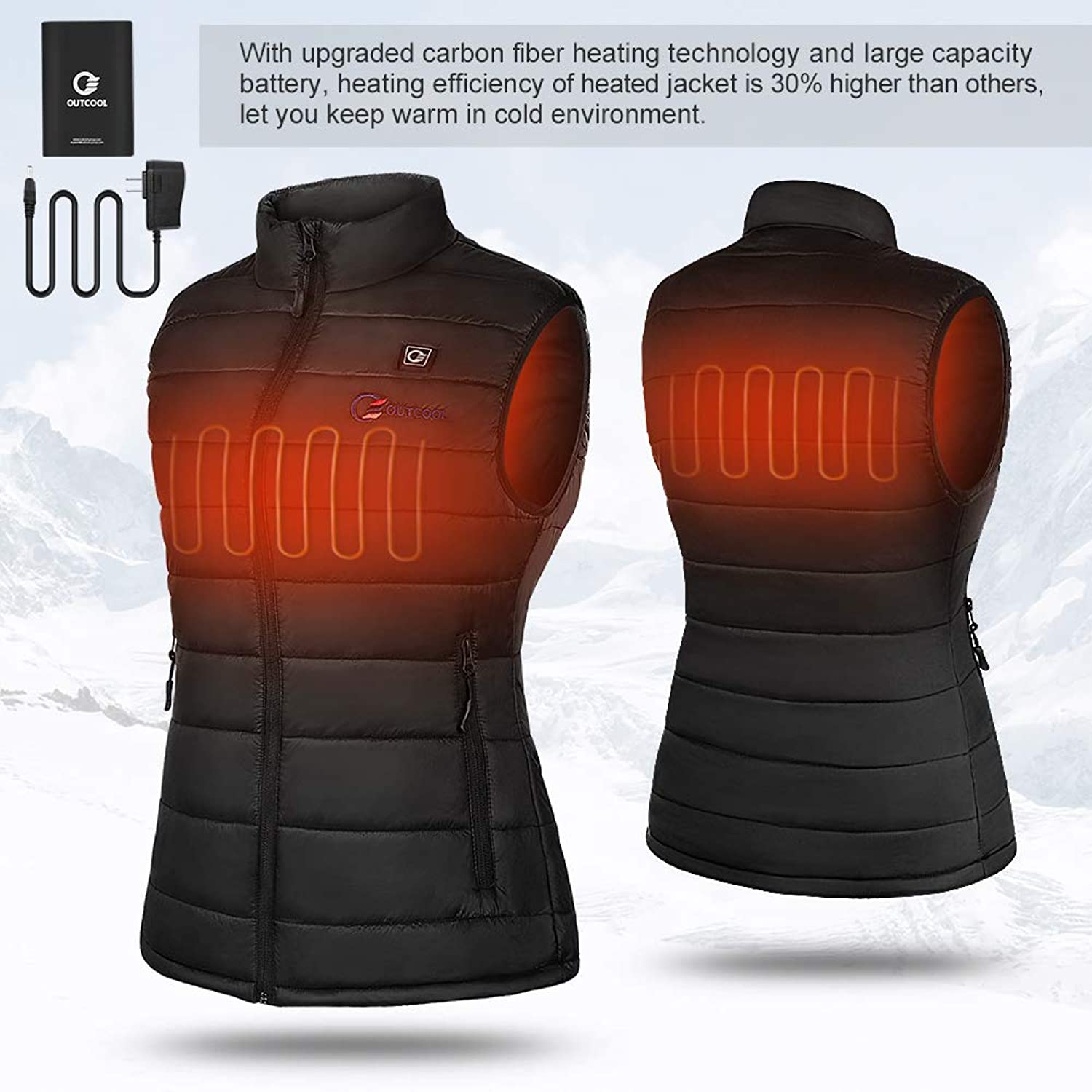 Heated Vest Electric Heated Jacket 5 Heating Zones Unisex Gilets with Touchscreen Gloves 